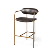 Parker Brown/Gold Faux Leather Seat Metal Counter Stool - Ornate Home
