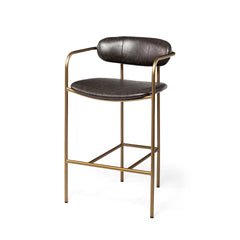 Parker Brown/Gold Faux Leather Seat Metal Counter Stool - Ornate Home