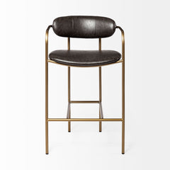 Parker Brown/Gold Faux Leather Seat Metal Counter Stool - Ornate Home