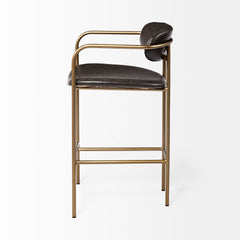 Parker Brown/Gold Faux Leather Seat Metal Counter Stool - Ornate Home