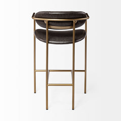 Parker Brown/Gold Faux Leather Seat Metal Counter Stool - Ornate Home