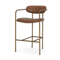 Parker Brown/Gold Leather Seat Metal Counter Stool