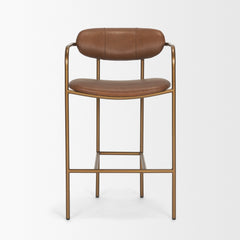 Parker Brown/Gold Leather Seat Metal Counter Stool