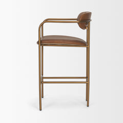 Parker Brown/Gold Leather Seat Metal Counter Stool