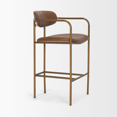 Parker Brown/Gold Leather Seat Metal Counter Stool