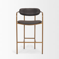 Parker Charcoal-Brown/Gold Leather Seat Metal Counter Stool