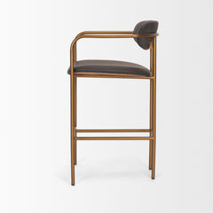 Parker Charcoal-Brown/Gold Leather Seat Metal Counter Stool