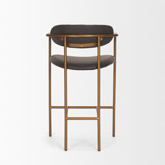 Parker Charcoal-Brown/Gold Leather Seat Metal Counter Stool
