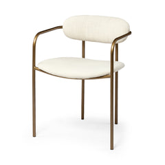 Parker Cream/Gold Curved Back Dining Arm Chair (Set of 2)