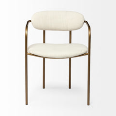 Parker Cream/Gold Curved Back Dining Arm Chair (Set of 2)