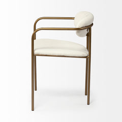Parker Cream/Gold Curved Back Dining Arm Chair (Set of 2)