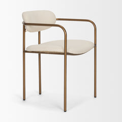Parker Cream/Gold Curved Back Dining Arm Chair (Set of 2) - 68310V - Ornate Home
