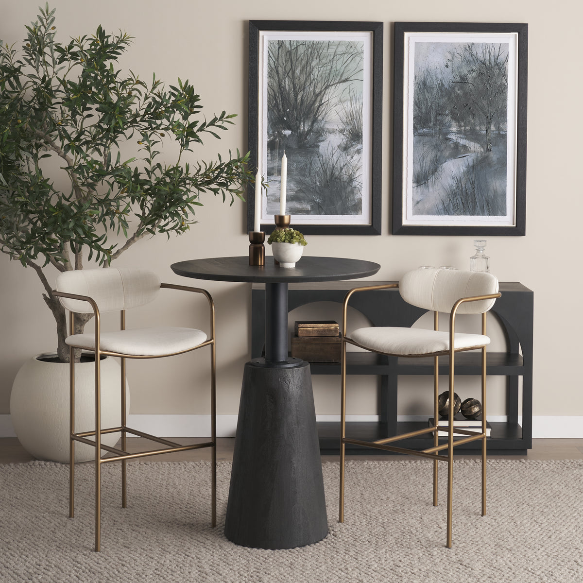 Parker Cream/Gold Fabric Seat Metal Bar Stool