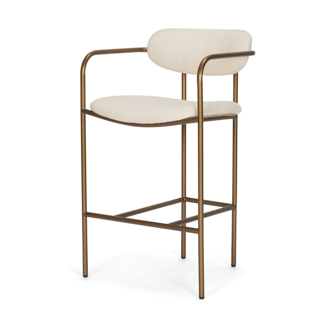 Parker Cream/Gold Fabric Seat Metal Counter Stool - Ornate Home
