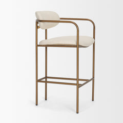 Parker Cream/Gold Fabric Seat Metal Counter Stool - Ornate Home