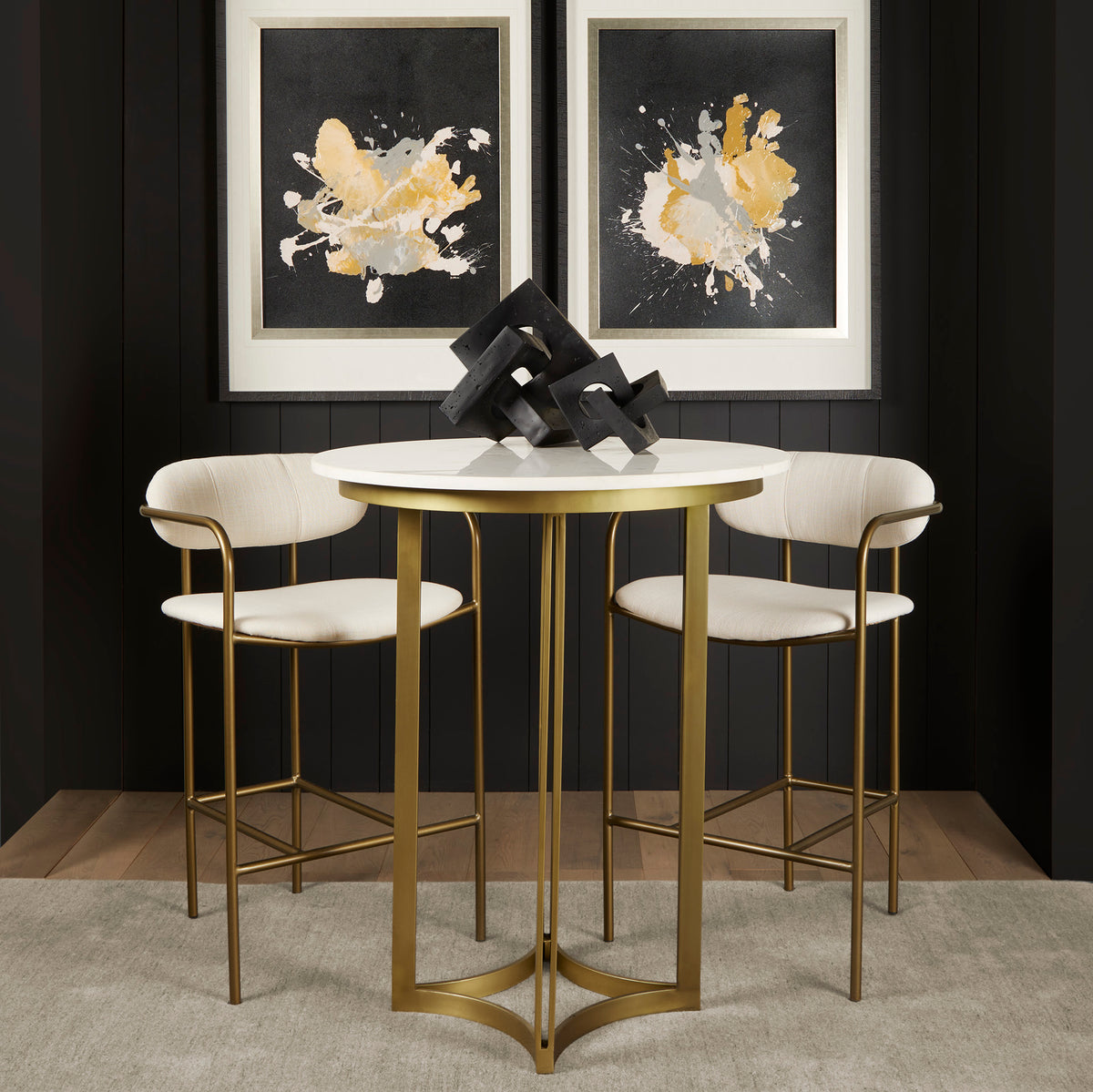 Parker Cream/Gold Fabric Seat Metal Counter Stool - Ornate Home