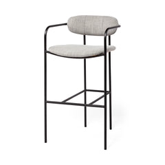 Parker Gray/Black Fabric Seat Metal Bar Stool - Ornate Home