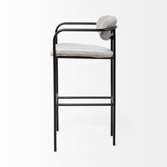 Parker Gray/Black Fabric Seat Metal Bar Stool - Ornate Home