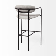 Parker Gray/Black Fabric Seat Metal Bar Stool - Ornate Home