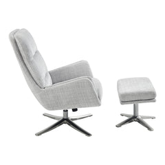 Parker Gray Swivel Chair w/ Ottoman - Ornate Home
