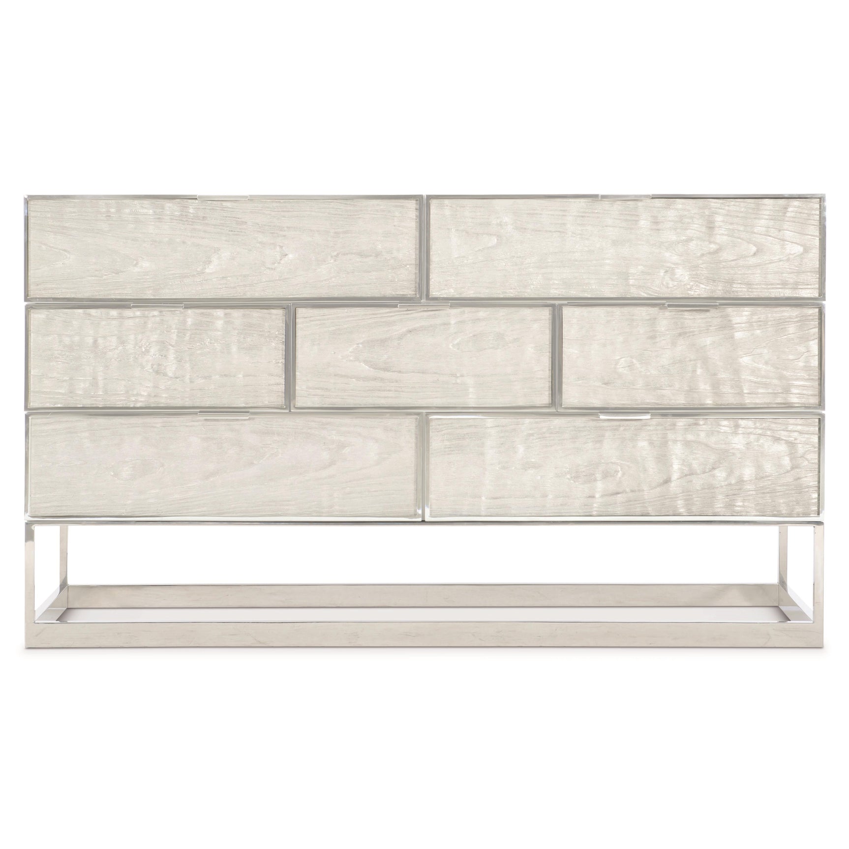 Parkhurst High Sheen White/Silver Leaf Dresser - Ornate Home