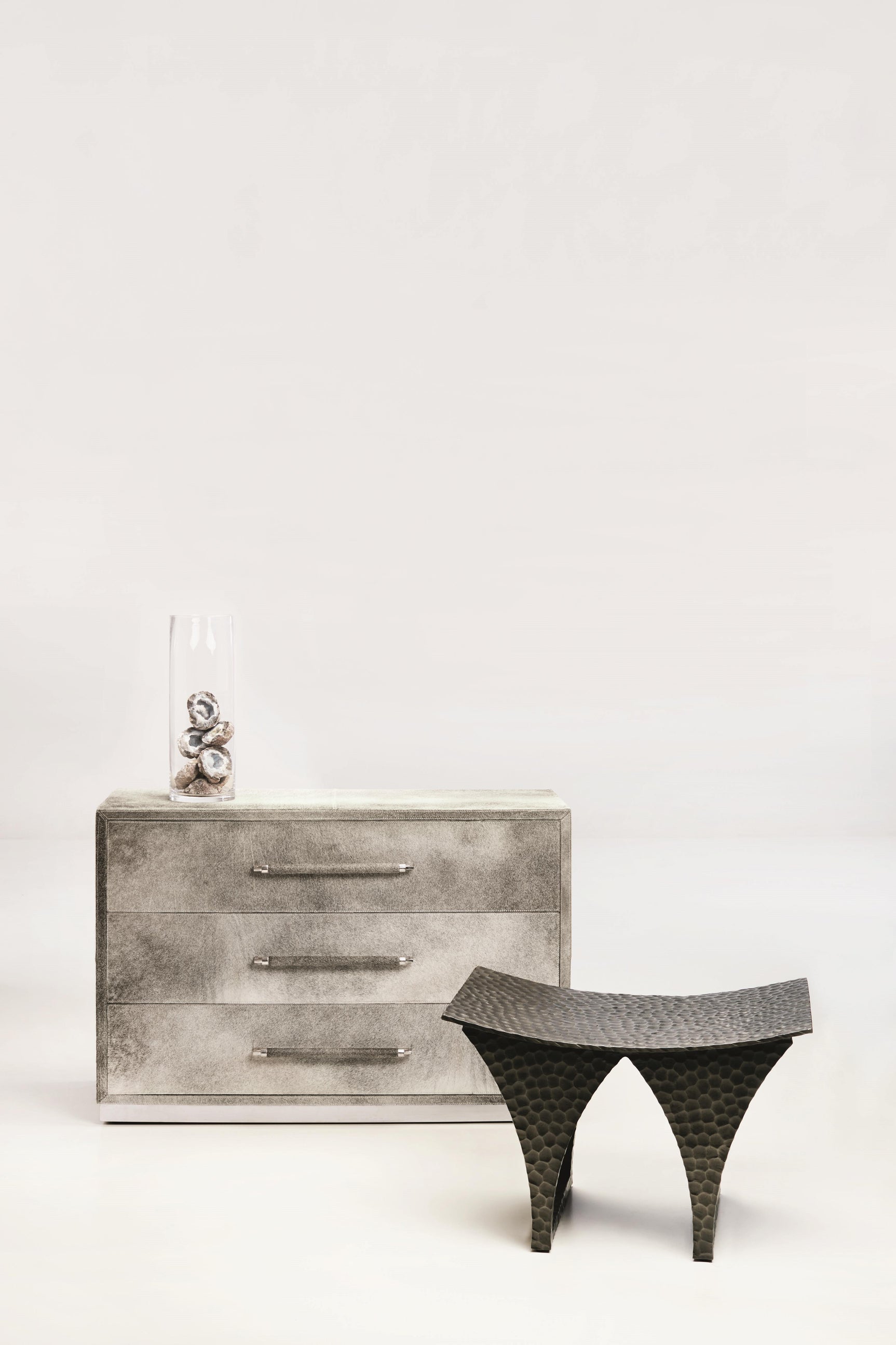 Parkin Grey Hair-on-Hide Drawer Chest - Ornate Home