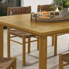 Parkland Natural 7-Piece Rectangular Outdoor Patio Rattan and Aluminum Dining Table and Chairs Set - Ornate Home