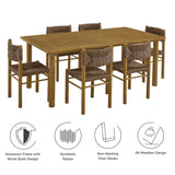 Parkland Natural 7-Piece Rectangular Outdoor Patio Rattan and Aluminum Dining Table and Chairs Set - Ornate Home