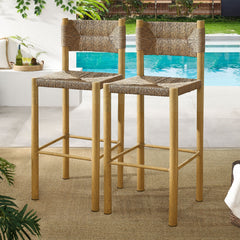 Parkland Natural Outdoor Patio Rattan and Aluminum Bar Stools (Set of 2) - Ornate Home