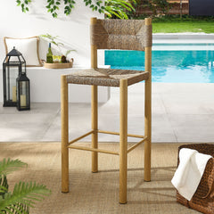 Parkland Natural Outdoor Patio Rattan and Aluminum Bar Stools (Set of 2) - Ornate Home