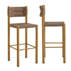 Parkland Natural Outdoor Patio Rattan and Aluminum Bar Stools (Set of 2) - Ornate Home