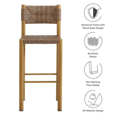 Parkland Natural Outdoor Patio Rattan and Aluminum Bar Stools (Set of 2) - Ornate Home