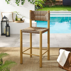 Parkland Natural Outdoor Patio Rattan and Aluminum Counter Stools (Set of 2) - Ornate Home