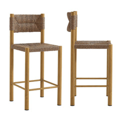 Parkland Natural Outdoor Patio Rattan and Aluminum Counter Stools (Set of 2) - Ornate Home