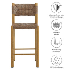 Parkland Natural Outdoor Patio Rattan and Aluminum Counter Stools (Set of 2) - Ornate Home