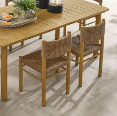 Parkland Natural Outdoor Patio Rattan and Aluminum Dining Side Chairs (Set of 2) - Ornate Home