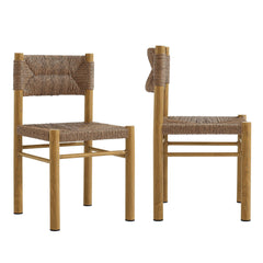 Parkland Natural Outdoor Patio Rattan and Aluminum Dining Side Chairs (Set of 2) - Ornate Home