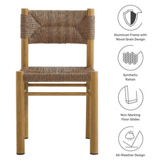 Parkland Natural Outdoor Patio Rattan and Aluminum Dining Side Chairs (Set of 2) - Ornate Home
