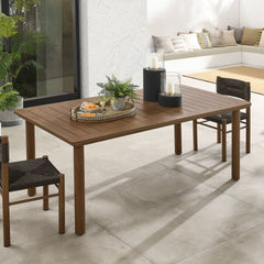Parkland Walnut 76" Outdoor Patio Aluminum Dining Table - Ornate Home