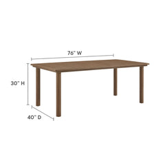 Parkland Walnut 76" Outdoor Patio Aluminum Dining Table - Ornate Home