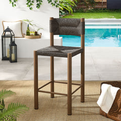 Parkland Walnut Outdoor Patio Rattan and Aluminum Counter Stools (Set of 2) - Ornate Home
