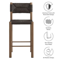 Parkland Walnut Outdoor Patio Rattan and Aluminum Counter Stools (Set of 2) - Ornate Home