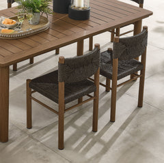 Parkland Walnut Outdoor Patio Rattan and Aluminum Dining Side Chairs (Set of 2) - Ornate Home