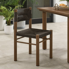 Parkland Walnut Outdoor Patio Rattan and Aluminum Dining Side Chairs (Set of 2) - Ornate Home