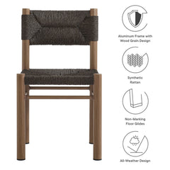 Parkland Walnut Outdoor Patio Rattan and Aluminum Dining Side Chairs (Set of 2) - Ornate Home