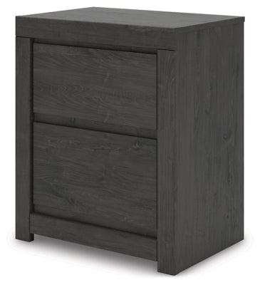 Parlayon Charcoal 23" 2 Drawer Charging Nightstand - Ornate Home