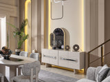 Parma Gray Dining Room Set (Consol With Mirror & Dining Table & 6 Dining Chair) - Ornate Home