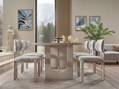 Parma Gray Dining Room Set (Consol With Mirror & Dining Table & 6 Dining Chair) - Ornate Home