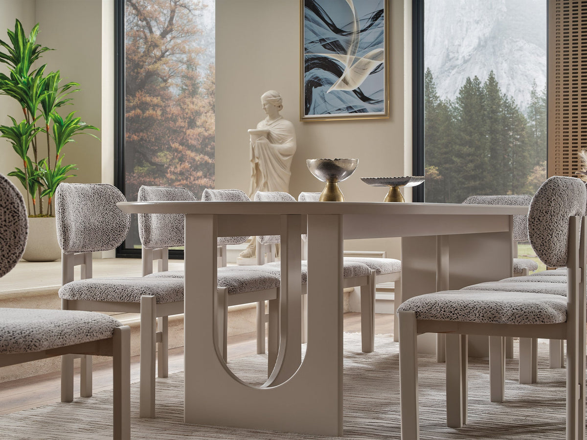 Parma Gray Dining Room Set (Consol With Mirror & Dining Table & 6 Dining Chair) - Ornate Home