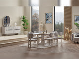 Parma Gray Dining Room Set (Consol With Mirror & Dining Table & 6 Dining Chair) - Ornate Home